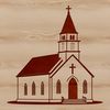 A simple illustration of a church with clean lines and minimal details, suitable for various design purposes.