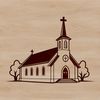 A vector design illustration of a traditional church building with intricate architecture.
