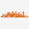 Vector illustration of a city skyline with modern skyscrapers and buildings.