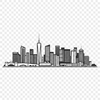 A detailed, scalable city skyline illustration created in vector format.