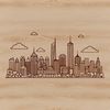 Beautiful Downtown Skyline Illustration A stylized illustration of a city skyline with various buildings and skyscrapers.