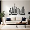 A detailed illustration of a city skyline with skyscrapers and buildings, suitable for vector art projects.