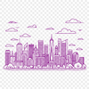 Illustrative city skyline designed as vector art suitable for cutting machines like Cricut or laser cutters.