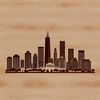 Cityscape Vector Graphic A detailed vector illustration of a city skyline with skyscrapers and buildings.