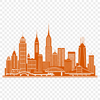A detailed vector illustration of a city skyline with various skyscrapers and buildings.