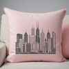 An SVG vector art design of a metropolitan cityscape with modern architecture and urban landscape elements.
