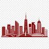 Vibrant Sunset Cityscape Vector Illustration A detailed vector illustration of a city skyline at sunset, suitable for various design applications.