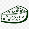 A simple illustration of a wedge of cheese in a vector format.