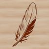 A simple feather design made from a single path vector shape.
