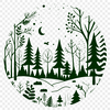 Diverse Tree Collection in a Natural Setting A detailed illustration of trees in various shapes and sizes set against a natural background.