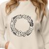 Beautiful Leaf and Flower Wreath Pattern A floral wreath design made from interlocking leaves and flowers, suitable for cutting machine projects or laser engraving.