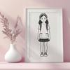 Simple Girl Clip Art for Digital Use A young girl illustration in vector format, suitable for digital design and cutting machine use.