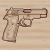 A detailed illustration of a handgun in vector format for design and crafting projects.