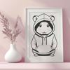 Cute Cartoon Hamster Wearing a Hoodie A small, cute cartoon hamster wearing a hooded sweatshirt.