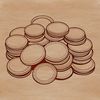 SVG illustration of various denominations of coins in a circular arrangement.