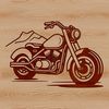 A detailed illustration of a sleek motorbike with bold lines and vibrant details.