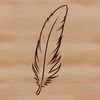 An isolated vector graphic of a feather suitable for digital and print projects.