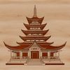 Buddhist temple icon with intricate architectural details, suitable for vector design projects.