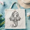 Enchanted Underwater Siren A stylized illustration of a mythical mermaid with shimmering scales and flowing locks, designed as vector art.