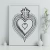 Ornate Sacred Heart Design SVG icon of the Sacred Heart with intricate details and ornate design elements.