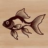 Gold Aquatic Design Element A gold-colored fish with scales and fins, ideal for use as clip art in digital design projects.