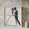 Wedding Clip Art with Bride and Groom A detailed illustration of a wedding scene, featuring a bride and groom standing together.