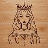 SVG illustration of a female princess in traditional regalia, suitable for vector design and cutting machine projects.