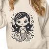 A mythical sea creature with human upper body and fish tail.
