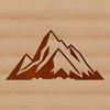 An outline of a mountain shape suitable for cutting or engraving with a laser cutter or pyrography tool.