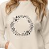 Personalizable Digital Wreath Stencil A digital floral wreath design made from vector shapes, ideal for use in various formats such as PNG or PDF.