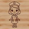 A detailed illustration of a female nurse in her profession.