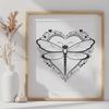 Lovely Dragonfly Vector Art Vector illustration of a dragonfly with decorative heart patterns.