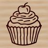 A colorful illustration of a single cupcake on a white background, suitable for vector editing.
