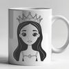 Royal Female Character Design SVG A young female princess standing in a regal pose, designed as vector art for digital use.