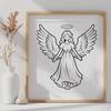 Classic Angel SVG Clip Art Design A vector illustration of a classic white-winged angel with a gentle smile.