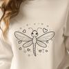 Lovely Dragonfly Vector Design A colorful dragonfly with intricate details and love hearts in a vector design style.