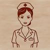 A female nurse in a professional setting, designed as vector art.