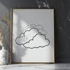Whimsical White Cloud Silhouette A stylized illustration of a white cloud with soft, puffy texture.