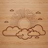 A stylized illustration of the sun with rays and warm colors, suitable for vector design.