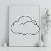 A simple vector graphic of a puffy cumulus cloud in various shades of gray.