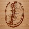 Illustration of one whole coffee bean with precise lines and shapes.
