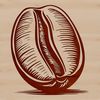 A single coffee bean rendered in vector format as a digital illustration.