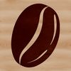 A single coffee bean with visible creases and texture, suitable as a design element in various digital applications.
