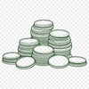 Illustrated Coins in Various Denominations A set of colorful illustrated coins in various denominations.