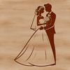 Bride and Groom Formal Portrait Vector Art A traditional wedding scene featuring a bride and groom in formal attire.