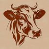 Profile Cow Portrait A cow's head in profile, with detailed features and textures suitable for vector design.