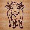 Colorful Cow SVG Art A colorful illustration of a cow in a farm setting.