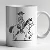 Rustic Cowboy Design SVG File A digital illustration of a cowboy on horseback in a western setting.