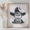 Western Rider Digital Illustration A digital illustration of a cowboy in a classic western outfit.
