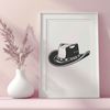 A traditional American cowboy hat with a wide brim and high crown, rendered in vector format.